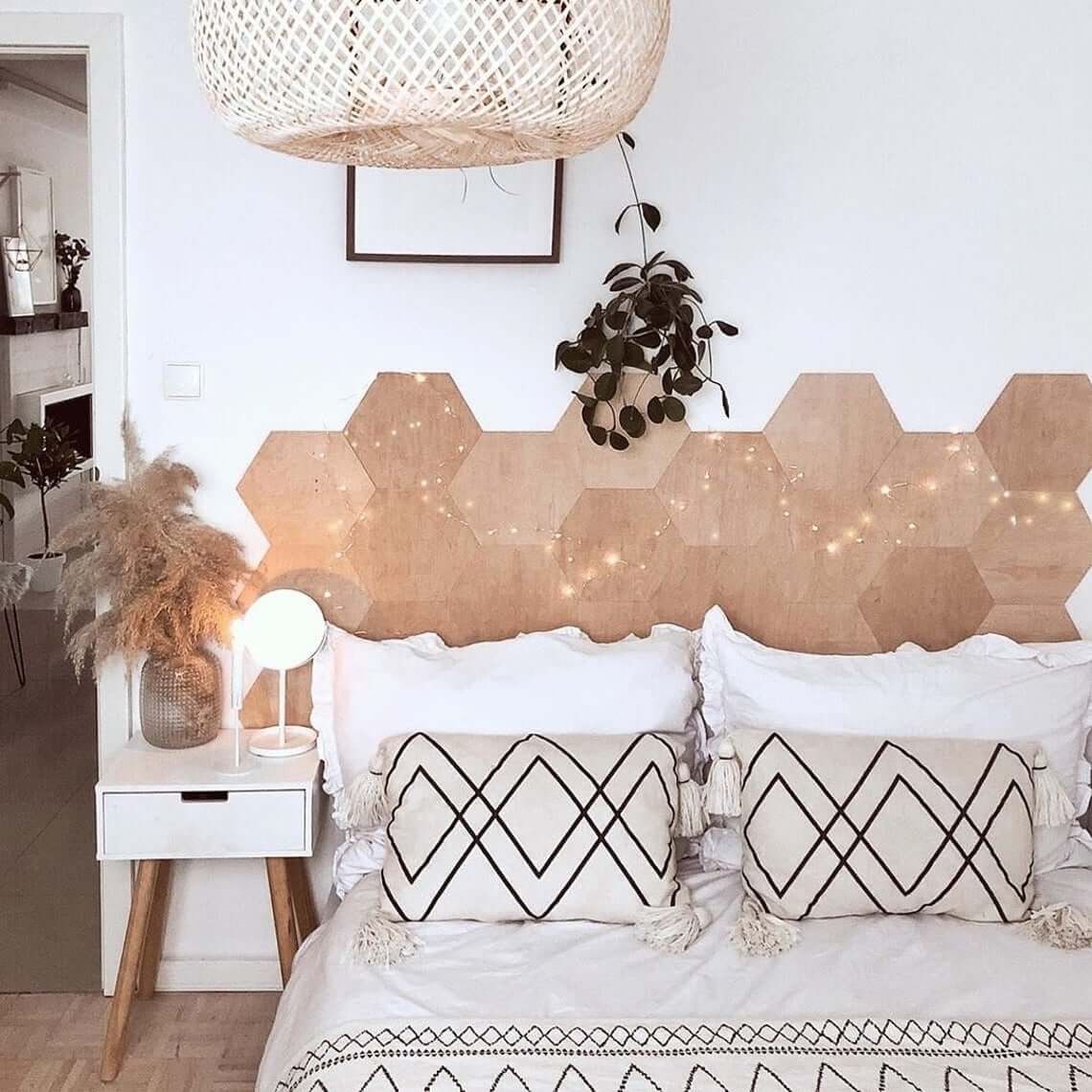 Honeycomb Headboard with Mid-Century Modern Elements