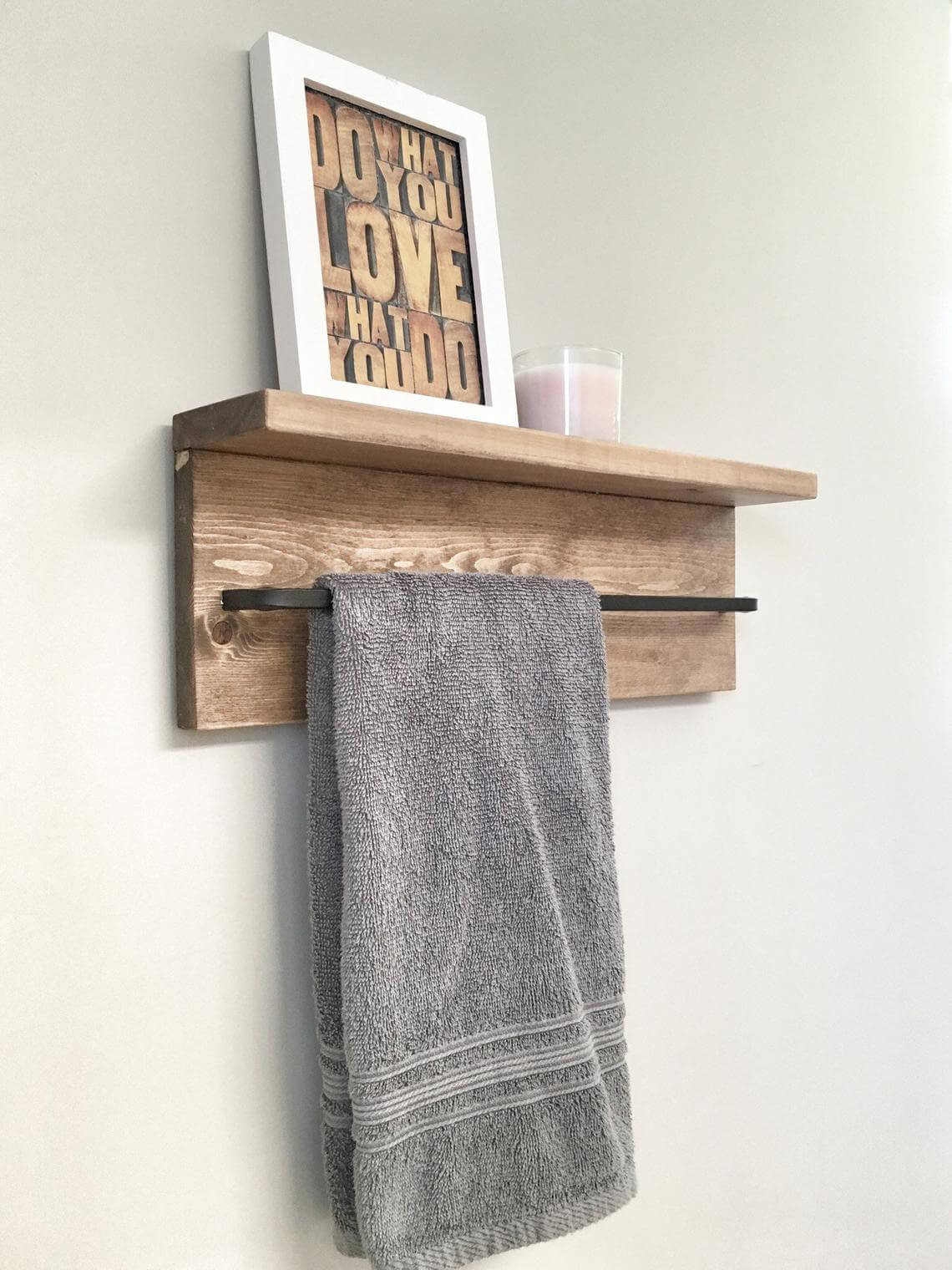 Basic Wood Shelf with Wrought Iron Bar