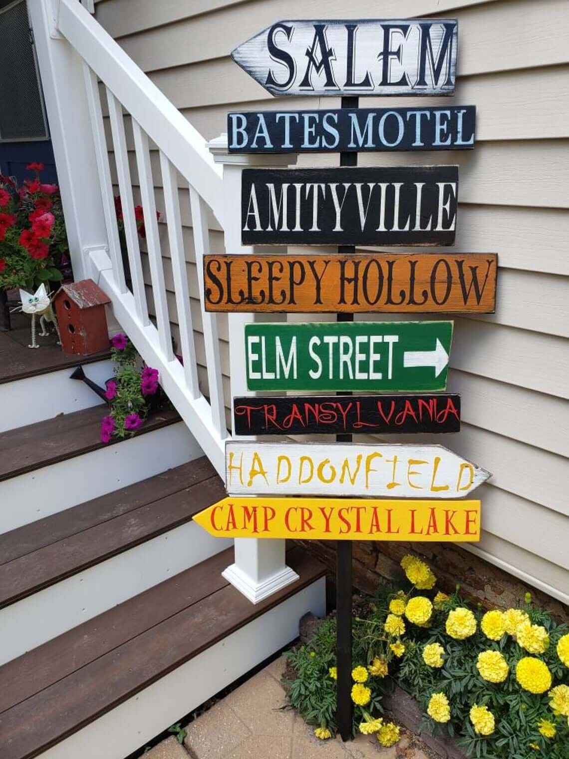 Halloween Yard Sign with 8 Scary Destinations