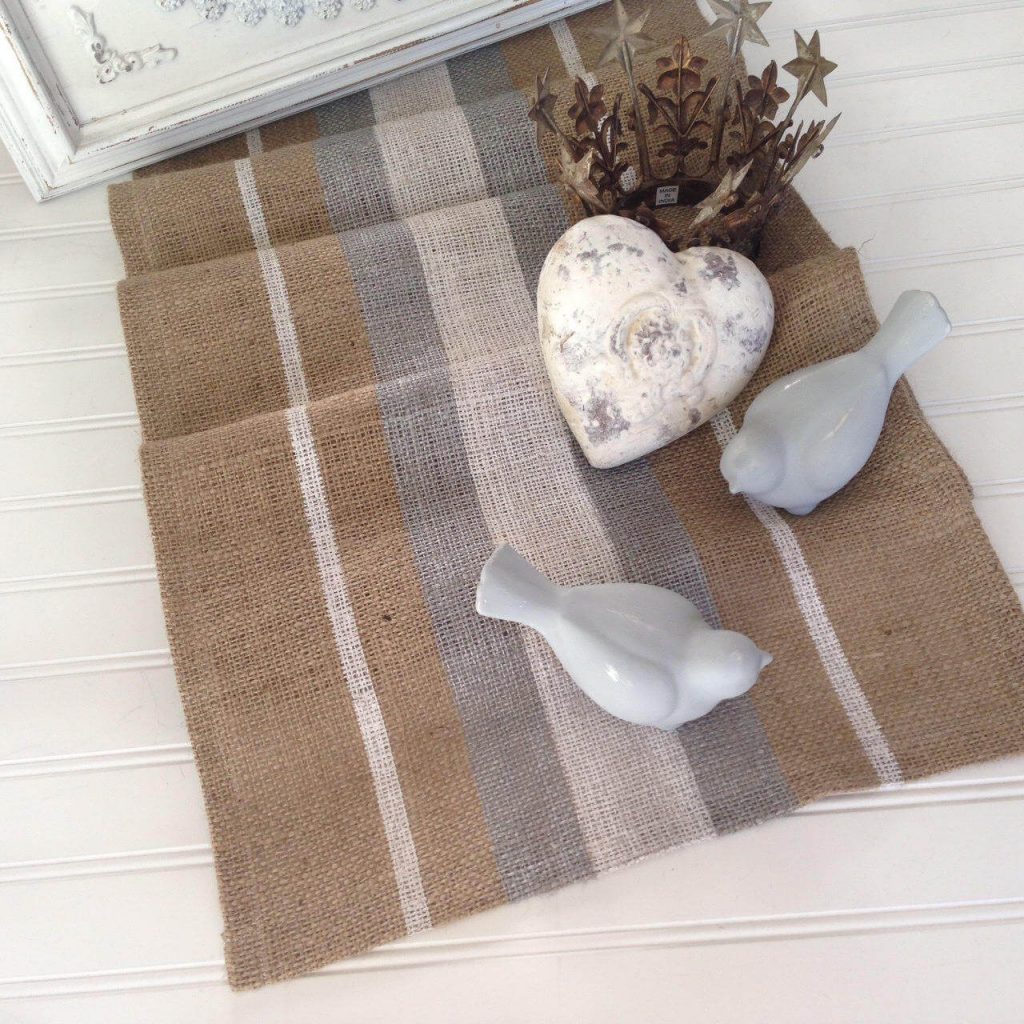 Coastal Farmhouse Burlap Table Runner