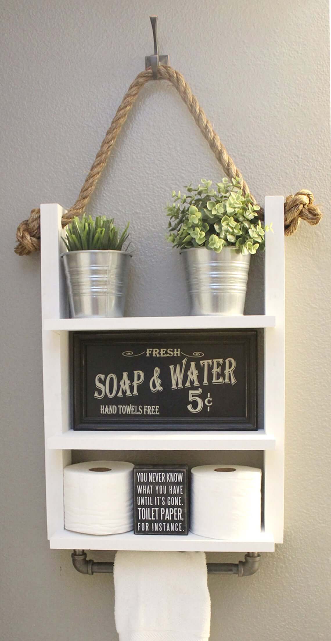 Modern Farmhouse Industrial Bathroom Shelf