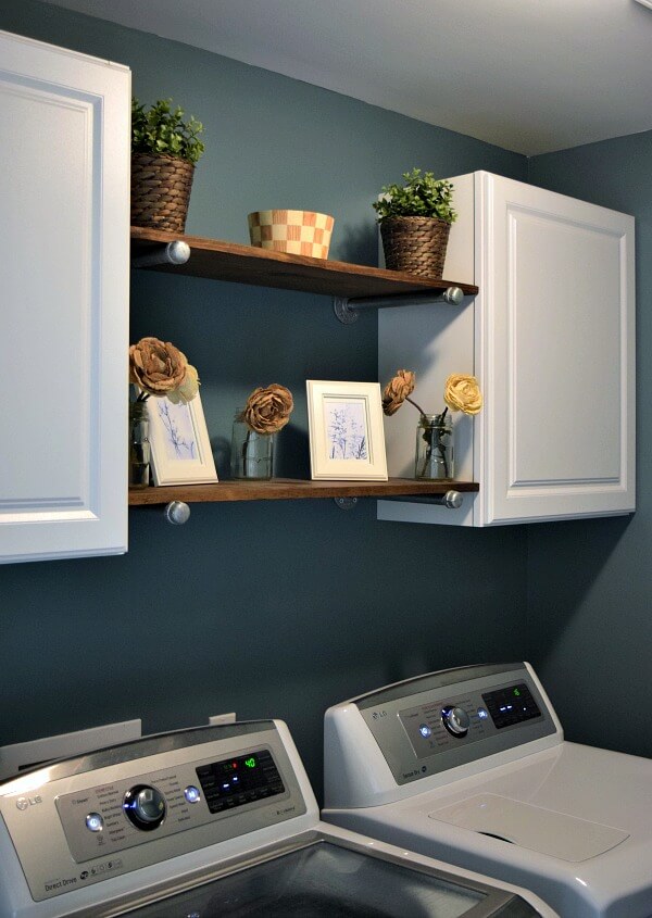White and Wood Laundry Shelf and Storage