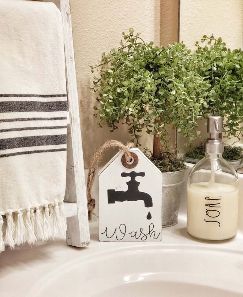 Custom Wooden Bathroom Wash Tag