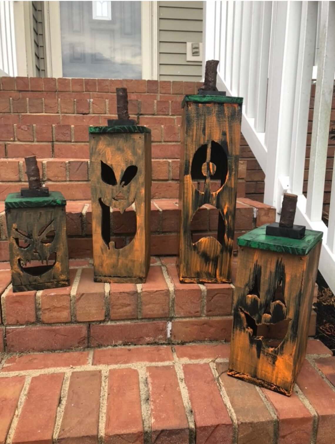 Rustic Wooden Rectangular Jack O' Lantern