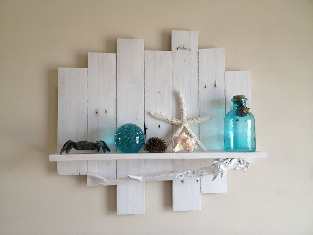 Reclaimed Wood Shelf with Driftwood
