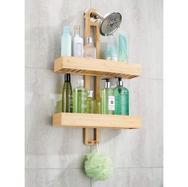 Modern and Slim Wooden Shower Caddy