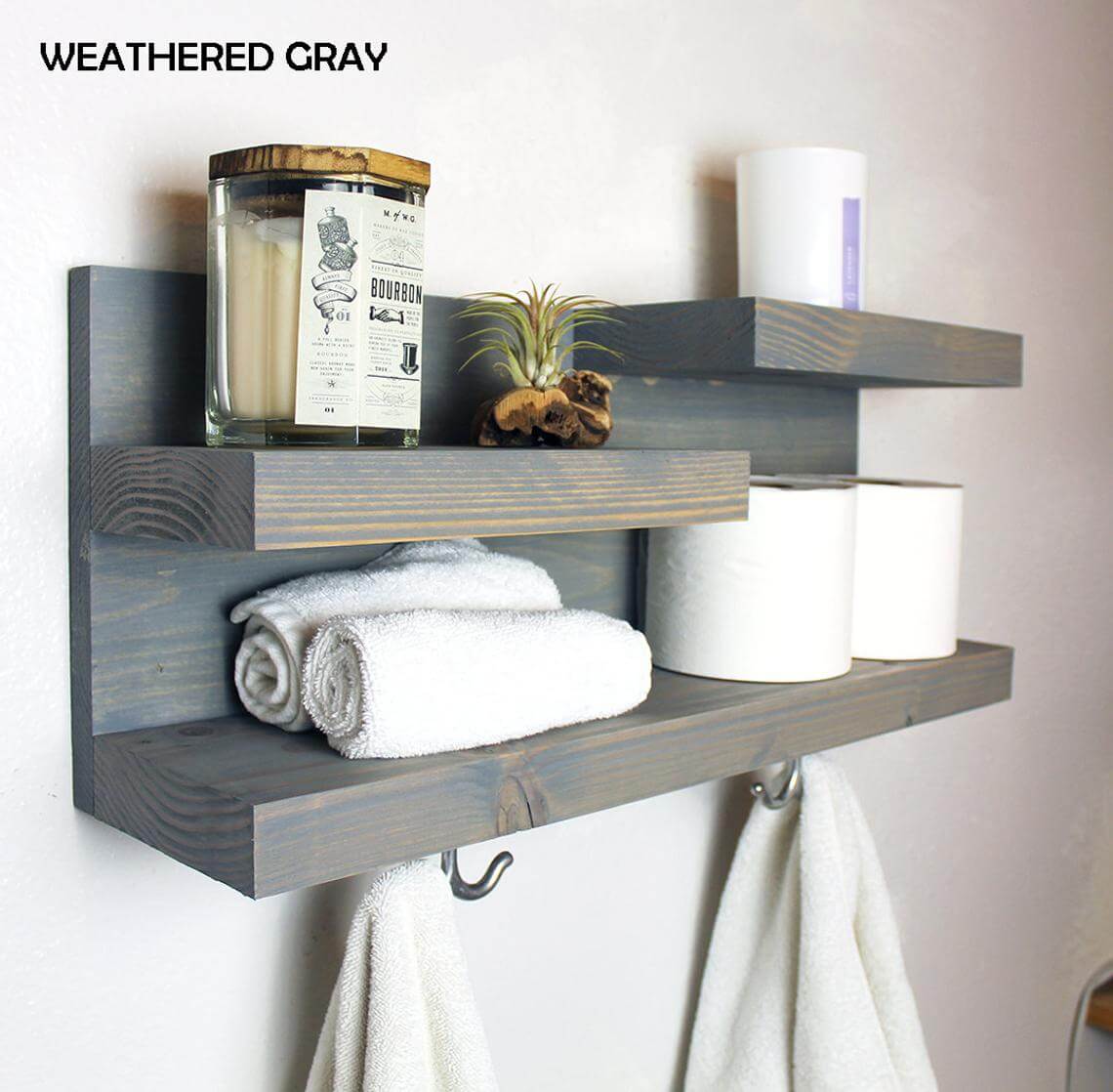 Gray Wood Grain Wall Shelf