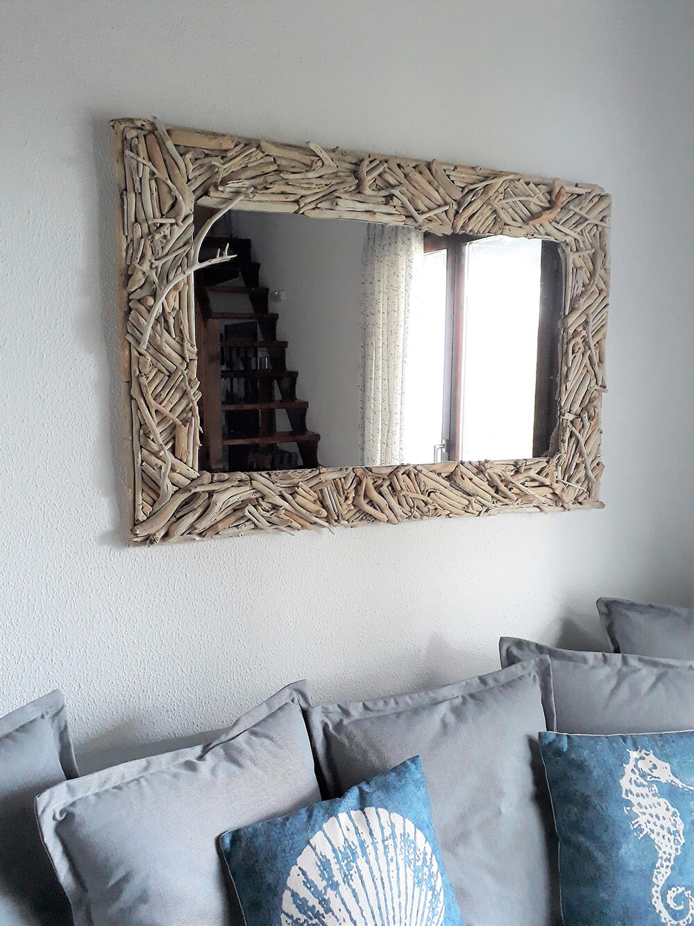 Coastal Mirror Made with Driftwood