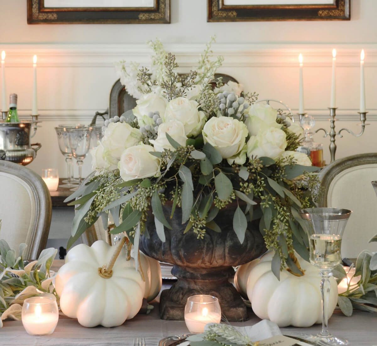 Beautiful Potted Rose and Eucalyptus Arrangement