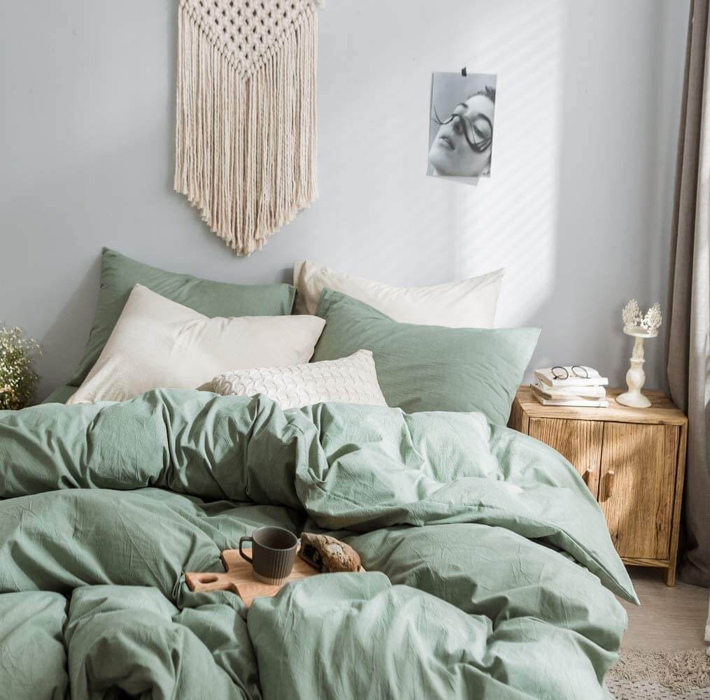 Muted Eucalyptus Puffy Down Comforter Bedroom