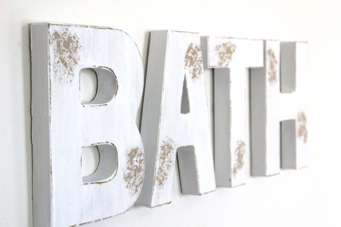 Letter “Bath” Distressed Hanging Sign