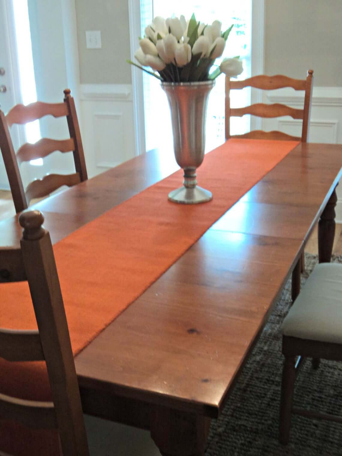 Orange Burlap Autumn Table Runner