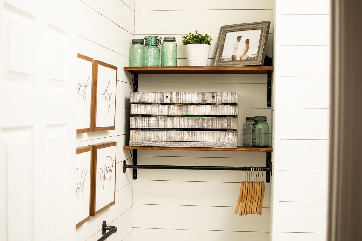 Industrial Pipe and Wood Utility Shelf
