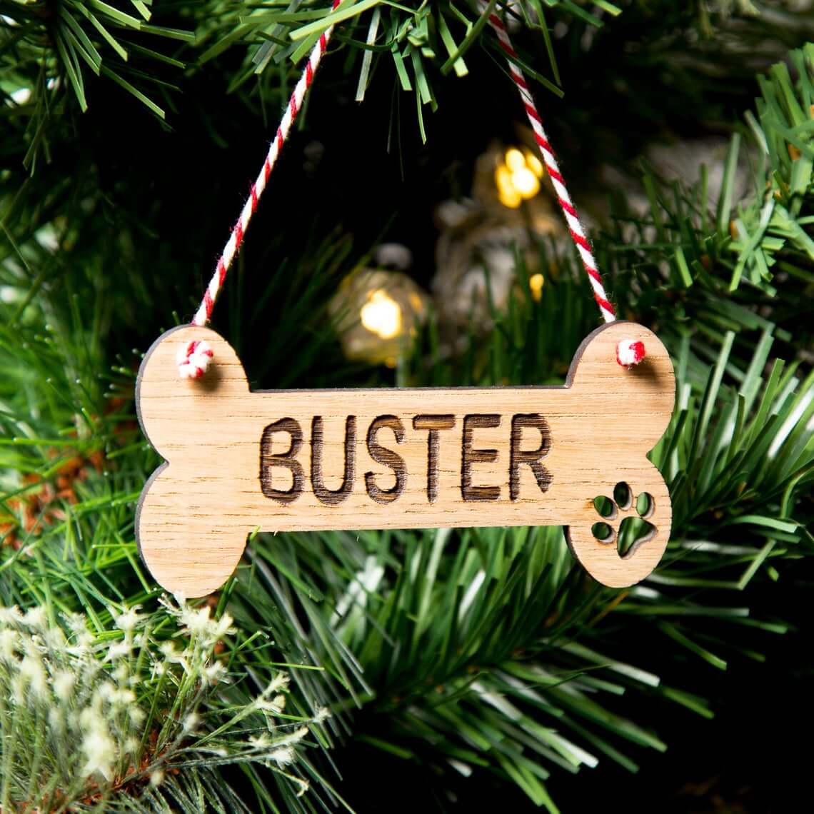 Dog Bone Customizable Pet Name Bauble