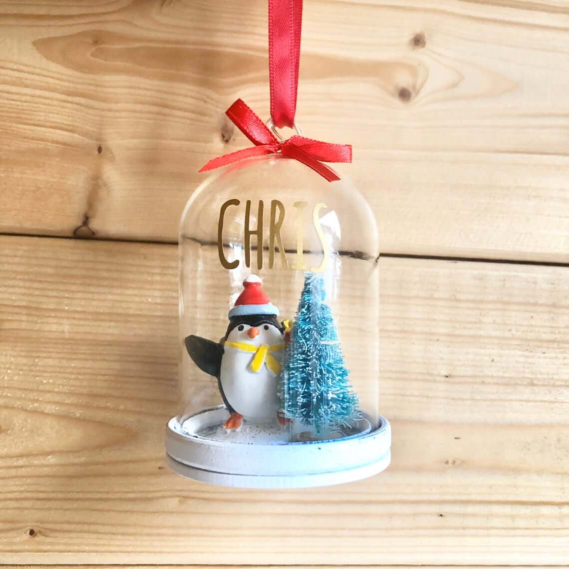 Filled Snowglobe Christmas Tree Hanging Bauble