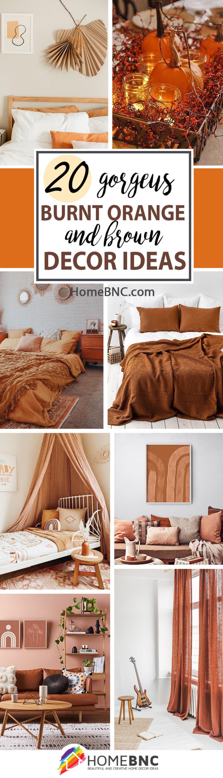 orange and brown bedroom decor