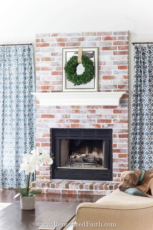 Beautiful White Washed Brick Fireplace Makeover