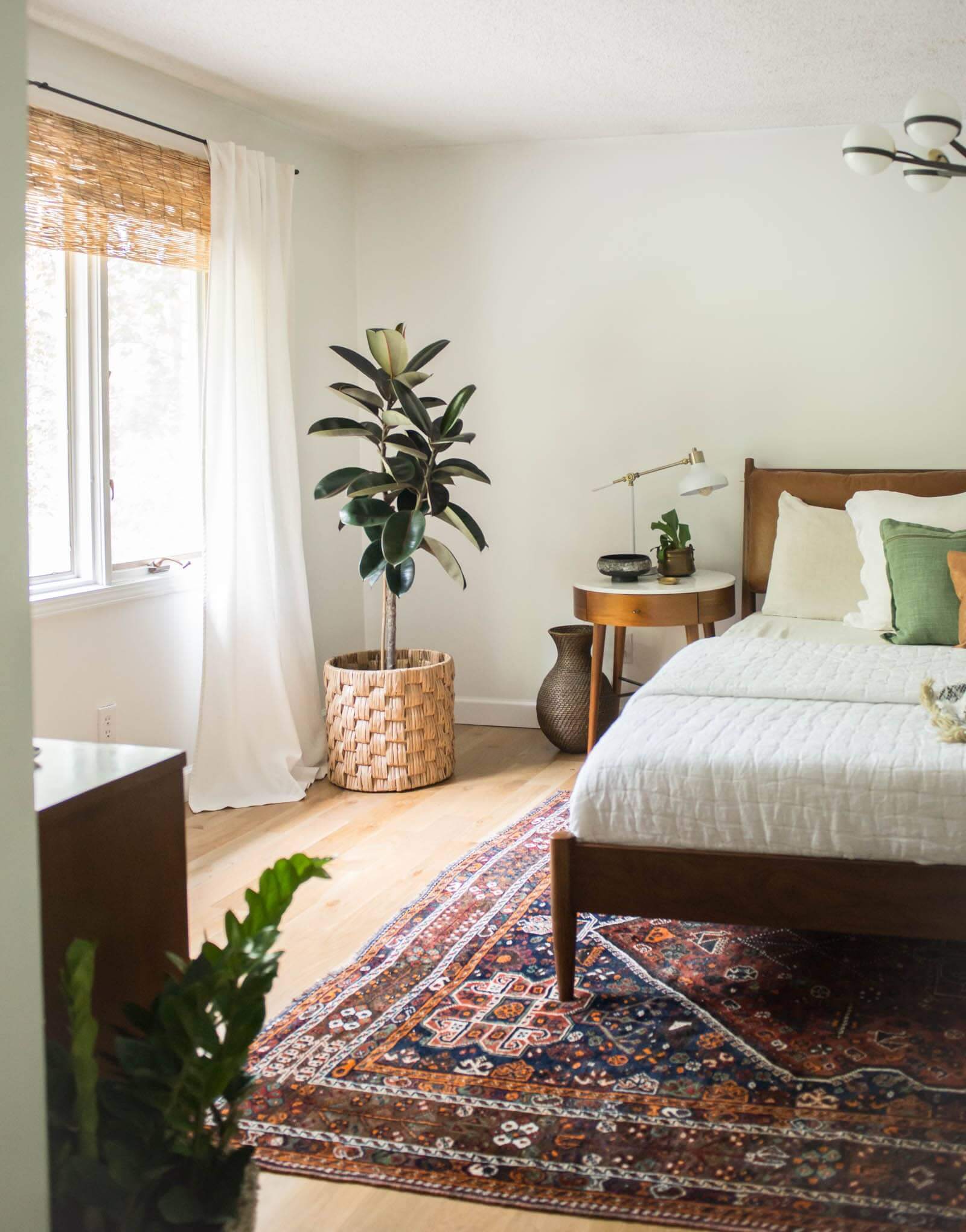 Natural Light Filtering Bamboo Blinds in Bedroom