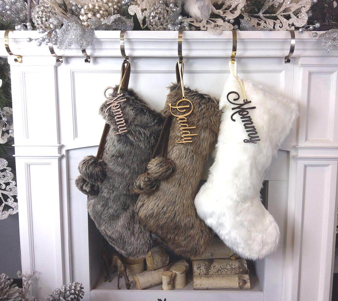 Faux Fur with Name Personalized in Wood