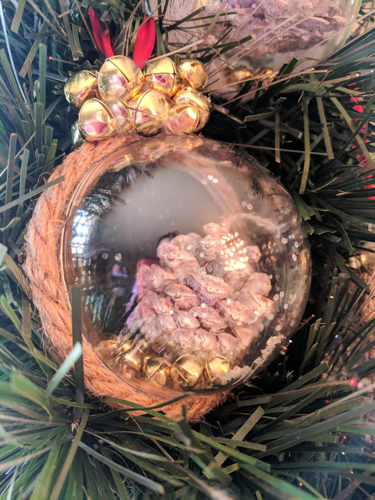 Pretty Pinecone and Jingle Bells Ornament