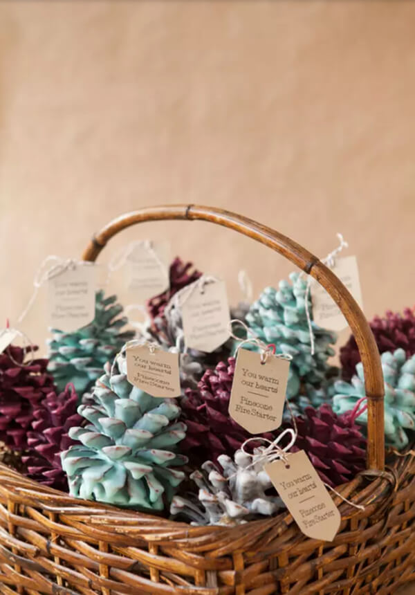 Unique Dipped Pinecone Fire Starter Favors