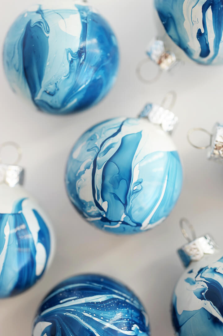 Vibrant Marbled DIY Paint Ornaments