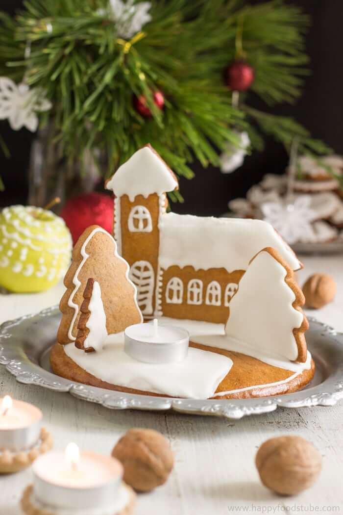 Miniature Gingerbread Village with Tea Light