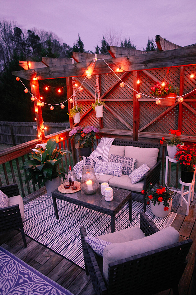 Romantic Deck Design Ideas include Stringed Lights