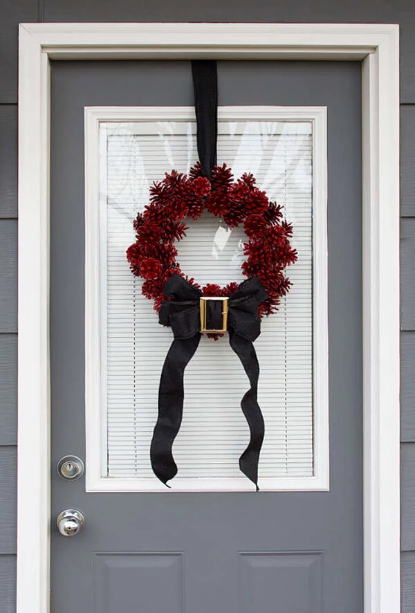 Bold Red Santa Pinecone Wreath