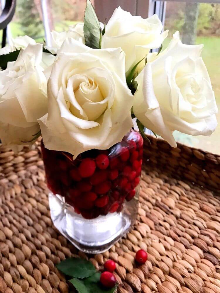 Simple Flower Bouquet with Cranberries for Christmas