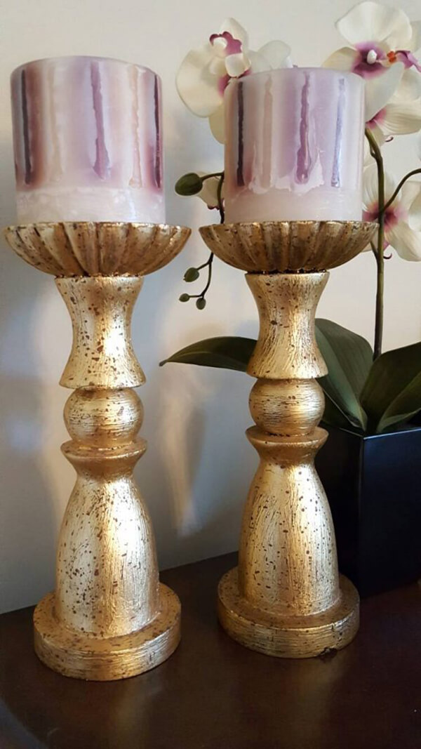 Rugged Gold Thick Candle Holders