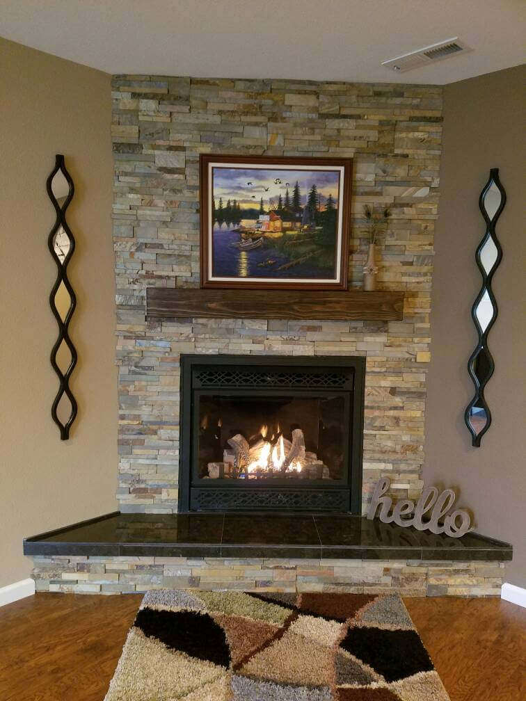 Reclaimed Rugged Wood Floating Fireplace Mantel