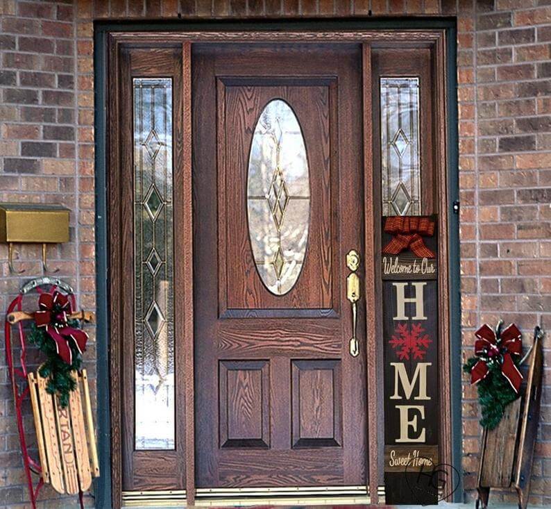Rustic Vertical Snowflake Winter Porch Sign