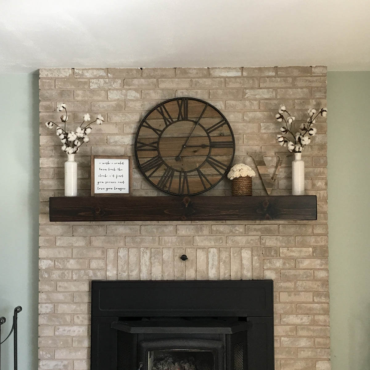 Floating Mantel for a Modern Rustic Fireplace
