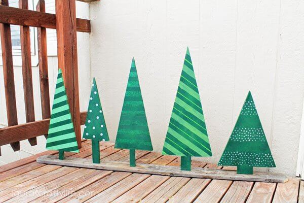 Dots and Stripes Holiday Green Trees