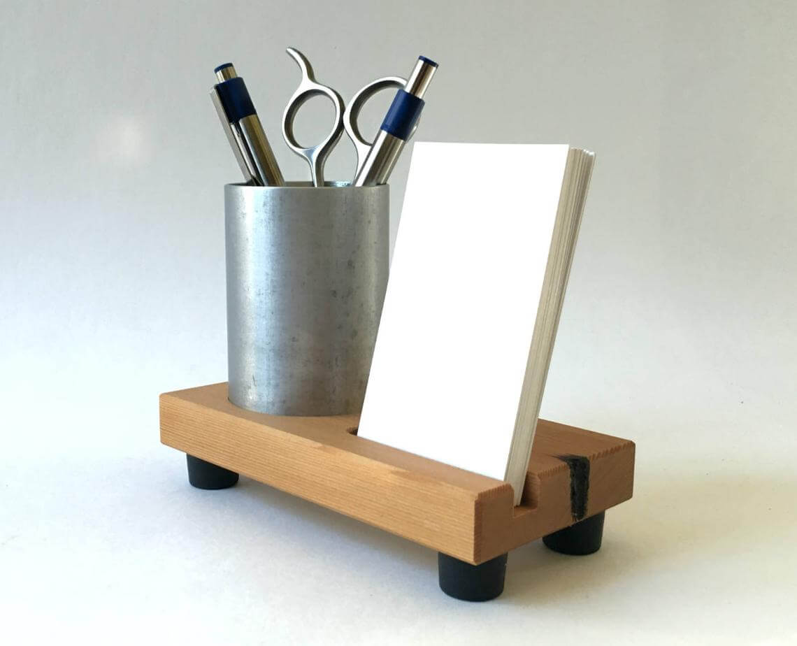 Industrial Wood and Metal Business Card Holder