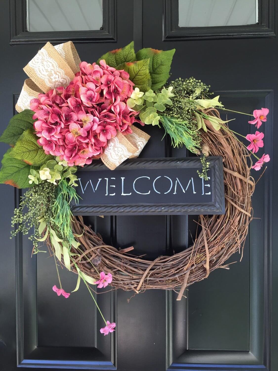 Centered Bouquet Welcome Blackboard Sign