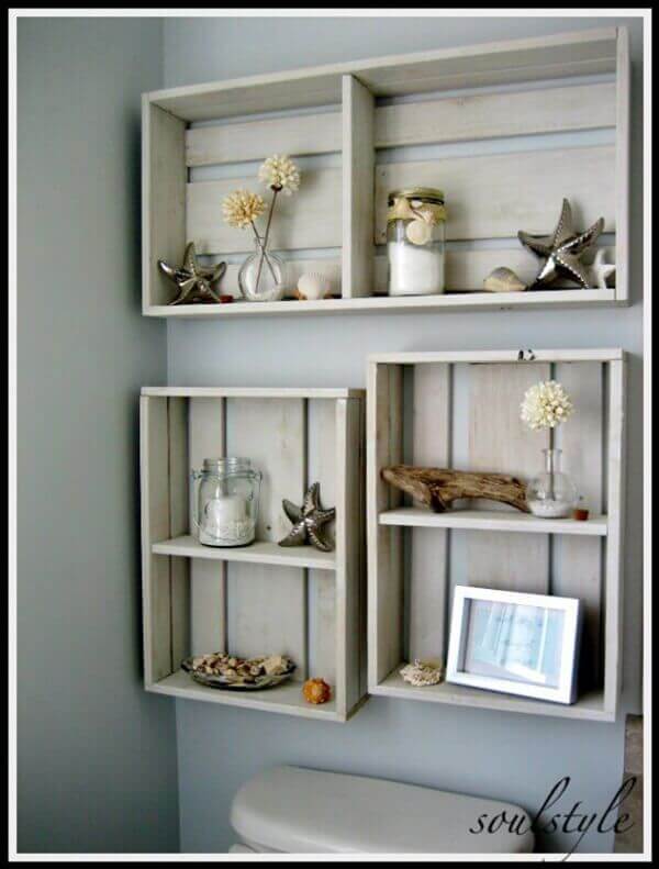 Simple DIY Wooden Crate Style Shelving Units