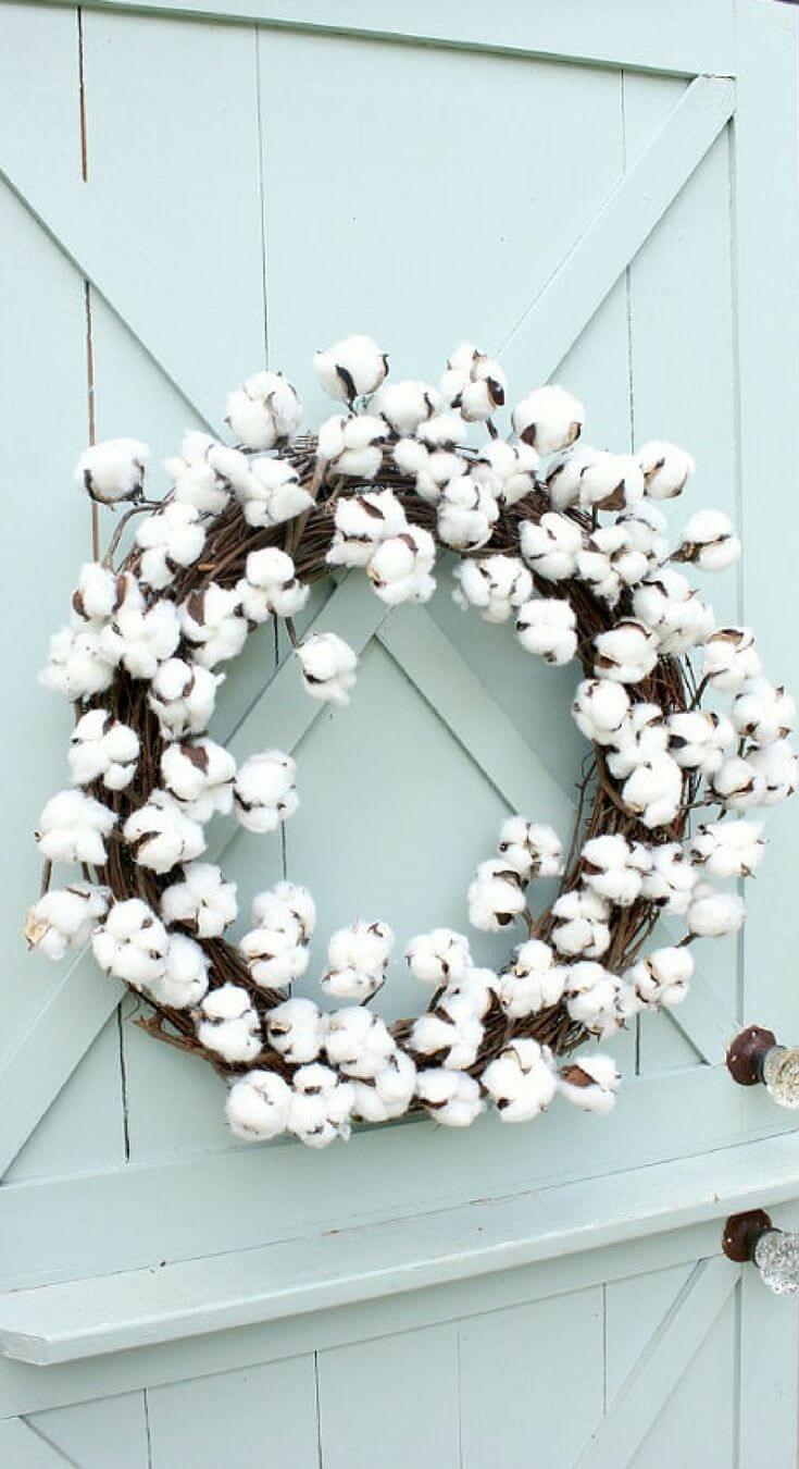 Soft Wreath with Cotton Blossoms