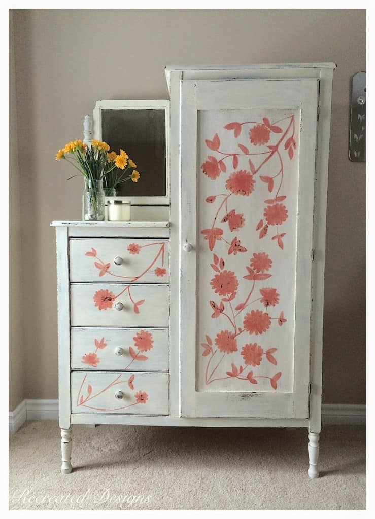 Beautiful Whimsical Vintage Painted Armoire