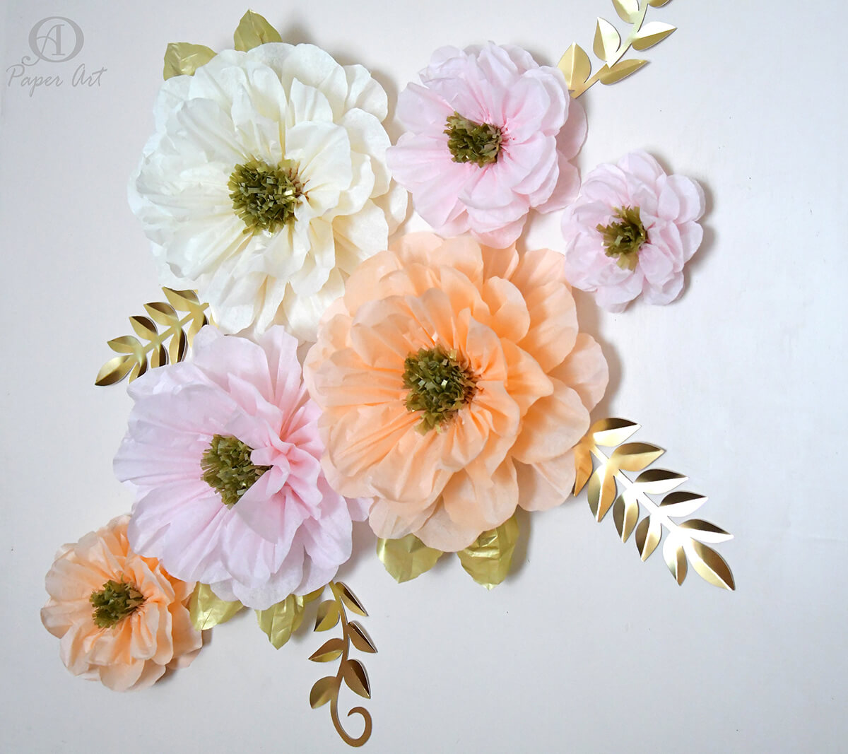 Luscious Tissue Flowers with Gold Foil Leaf