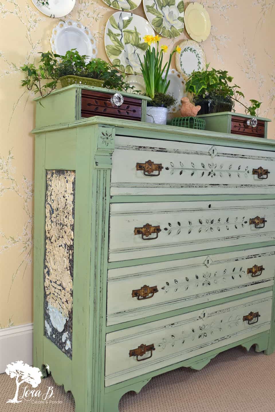 Creative Green Painted Aged Dresser