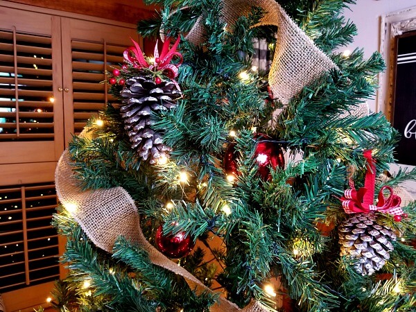 Classic pinecone Ornaments with Red Ribbons