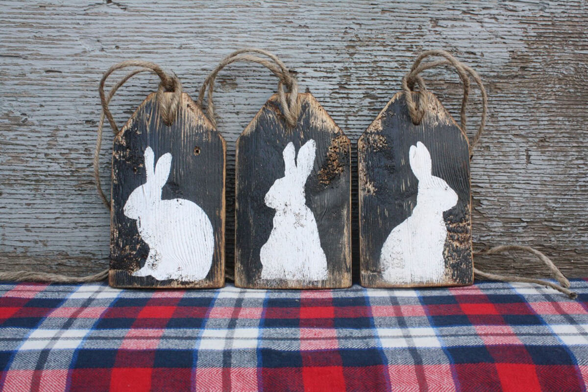 Jute Twine Pre-Strung Distressed Bunny Tags