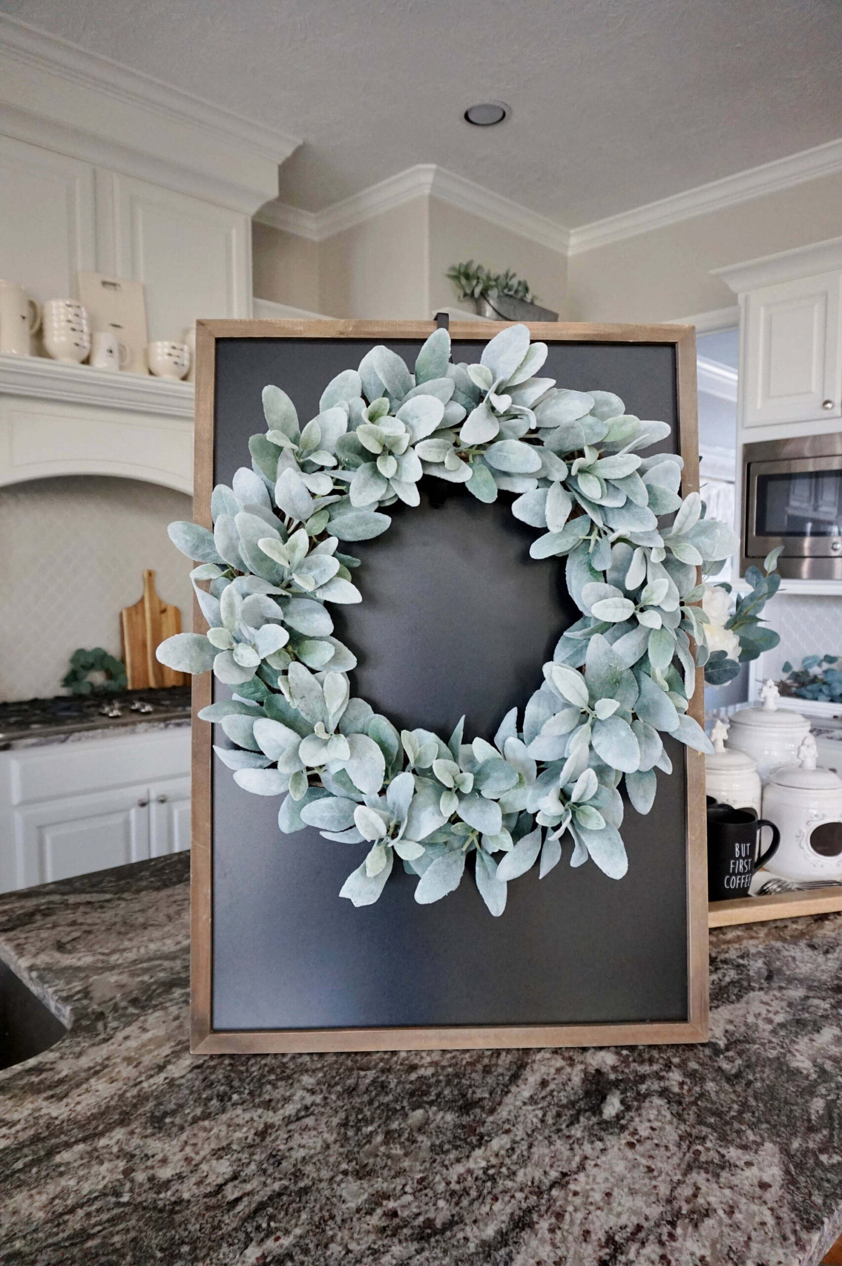 Sage Green Leaves with a Chalkboard Backing