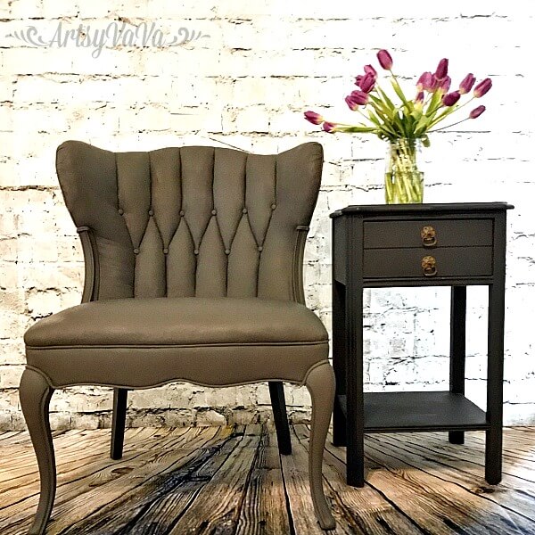 Stunning Dark Painted Upholstered Chair