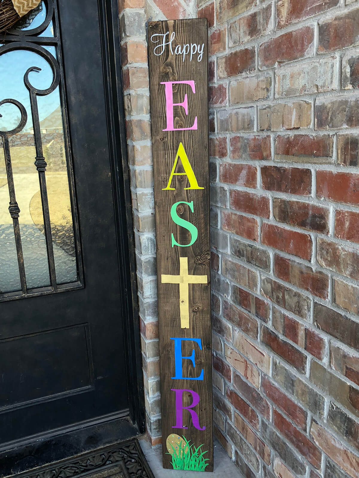 Cheery Multi-Colored Wooden Easter Sign