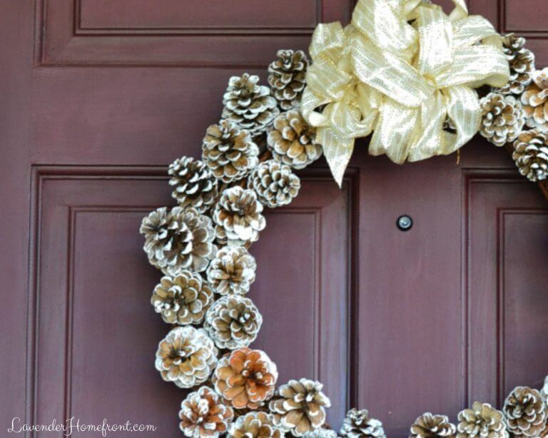 Easy Pinecone Wreath with a Big Bow