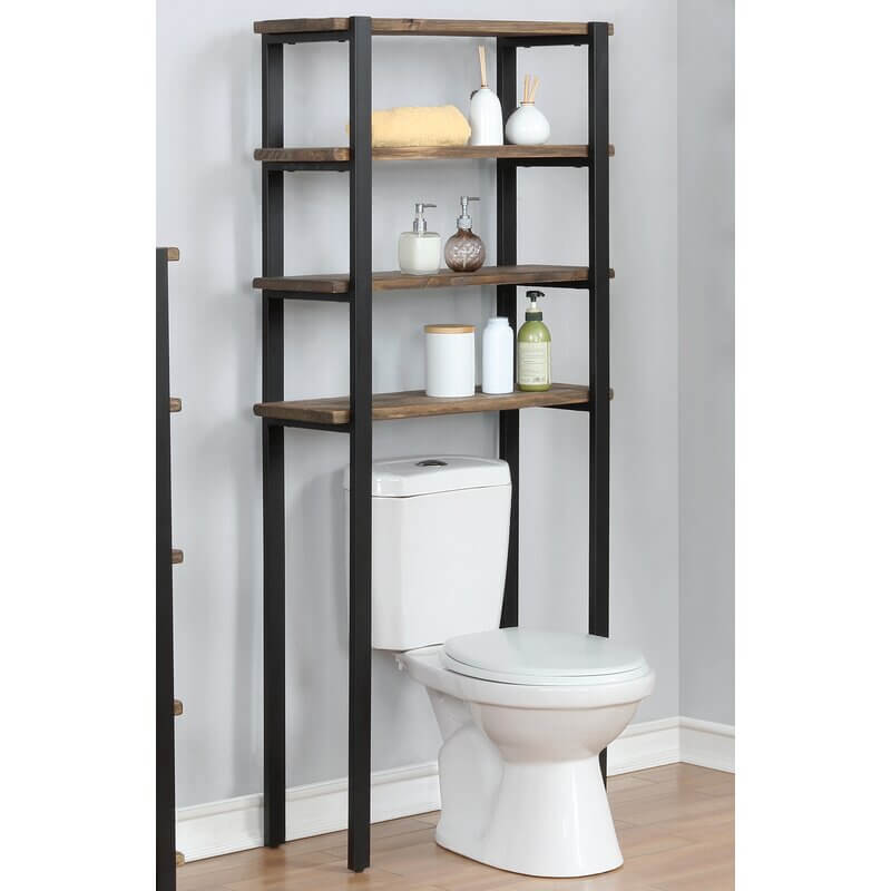 Four Tiered Over the Toilet Shelf System