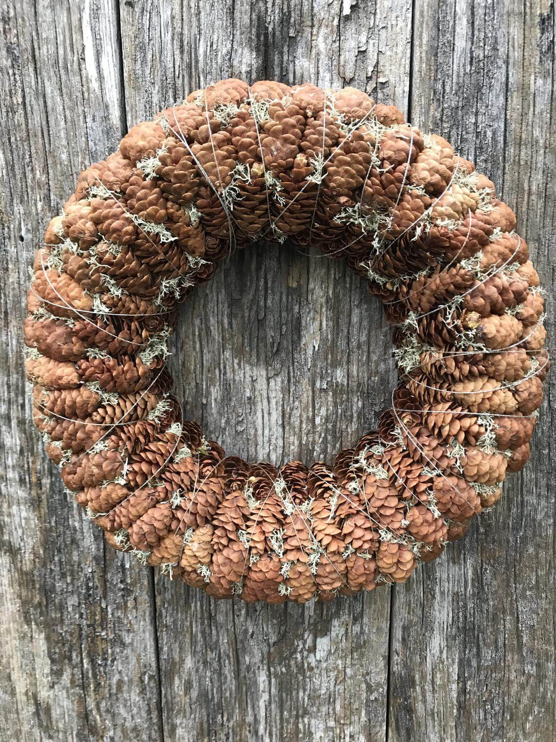 Wire-Wrapped Pine Cone Wreath